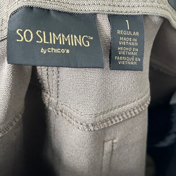 Chicos Peyton Slim Leg Pant Women Medium Taupe NWOT Dress Ponte Stretch Career - Picture 8 of 10